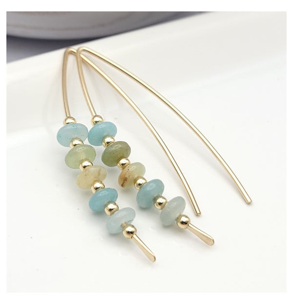 Amazonite and Gold Threader Earrings