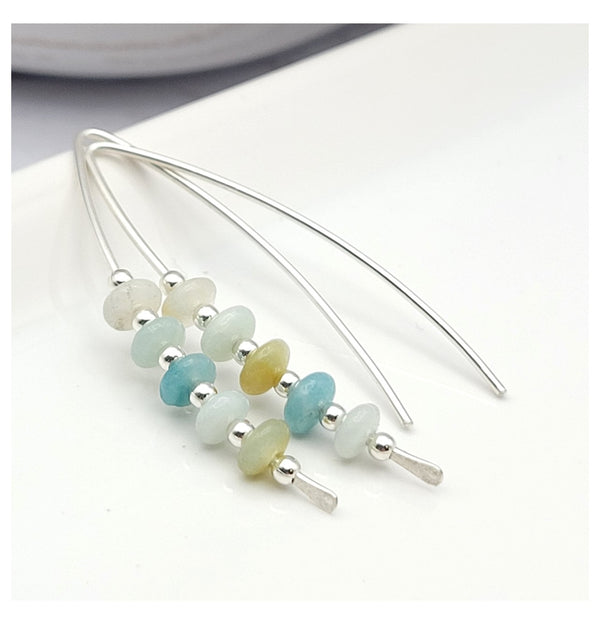 Amazonite and Sterling Silver Threader Earrings