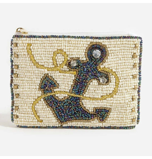 Anchor Beaded Coin Purse
