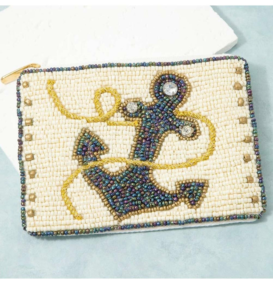 Anchor Beaded Coin Purse