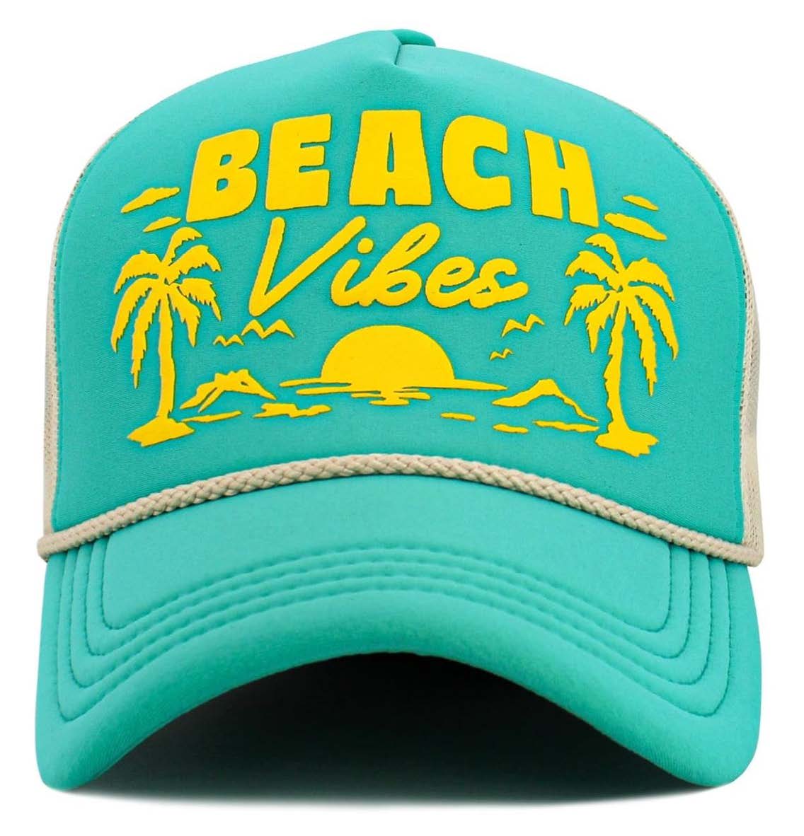 Beach Vibes Mesh Trucker Cap - Turquoise