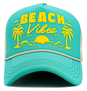 Beach Vibes Mesh Trucker Cap - Turquoise