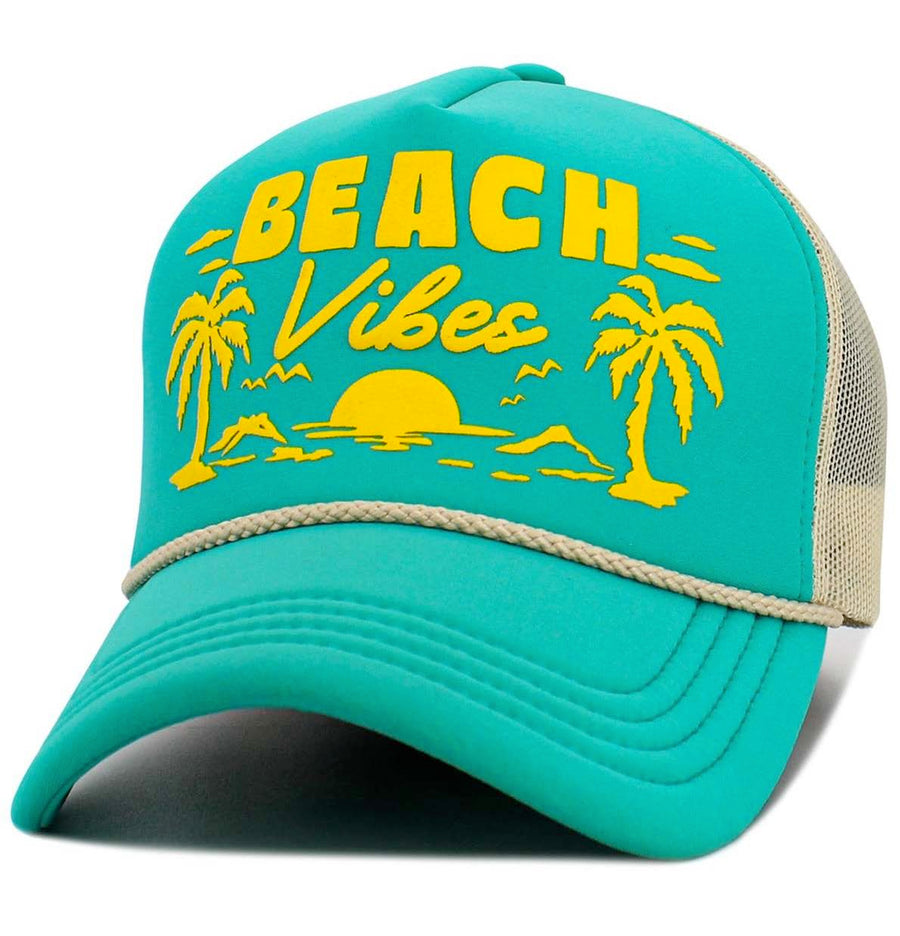 Beach Vibes Mesh Trucker Cap - Turquoise