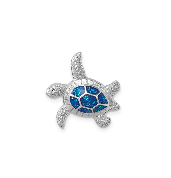 Blue Inlay Turtle Pendant