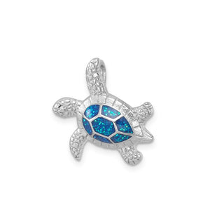 Blue Inlay Turtle Pendant