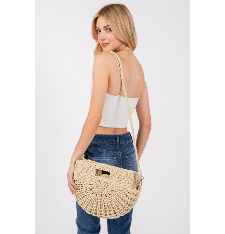 Braided Semi Circle Bag - Ivory