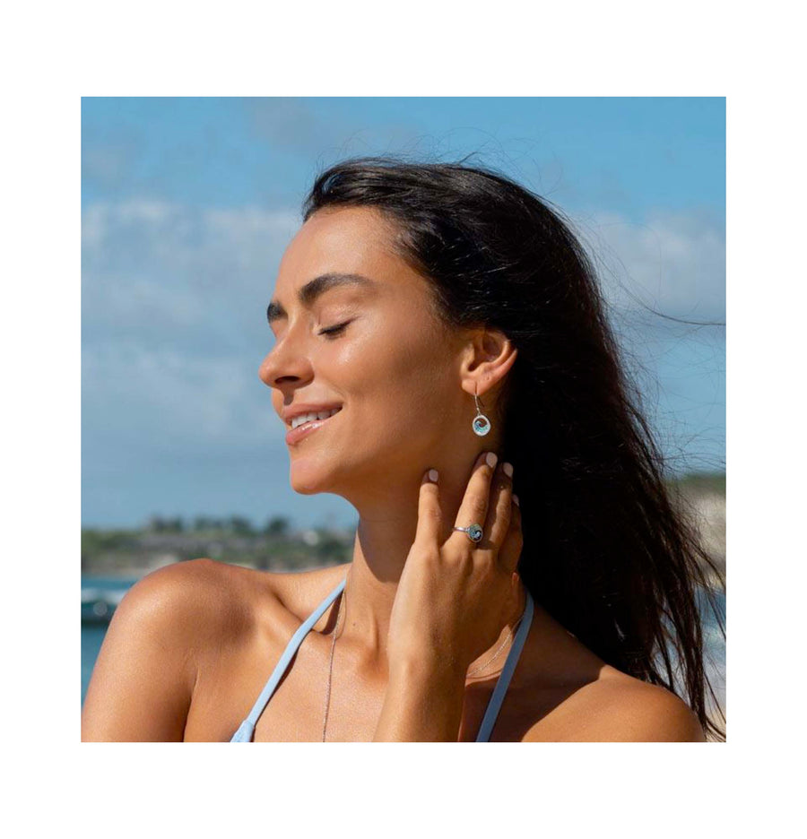 Sterling Silver Crystal Blue Wave Drop Earrings