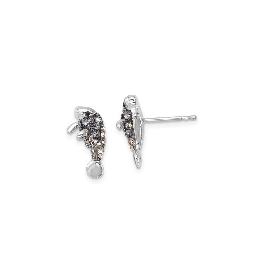 Crystal Manatee Post Earrings