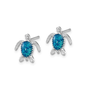 Blue Enamel Turtle Post Earring