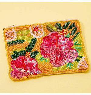 Floral Beaded Coin Purse
