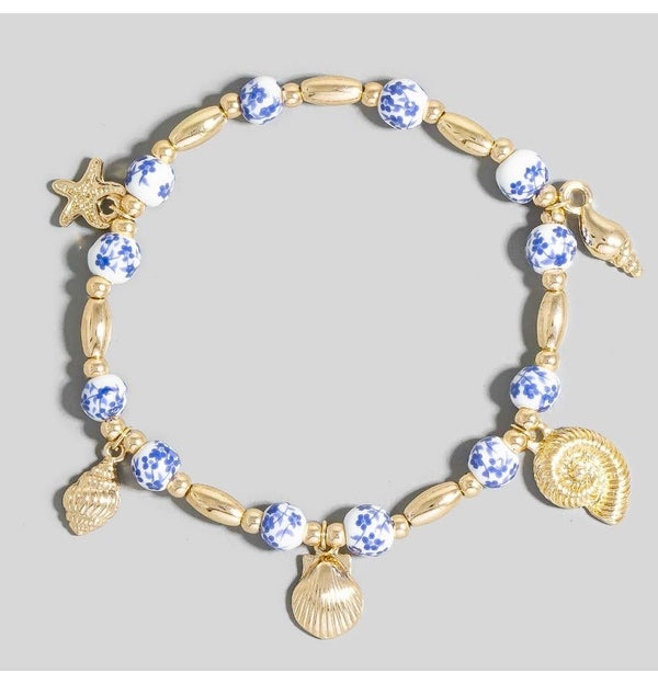 Floral Beaded Sealife Charm Bracelet