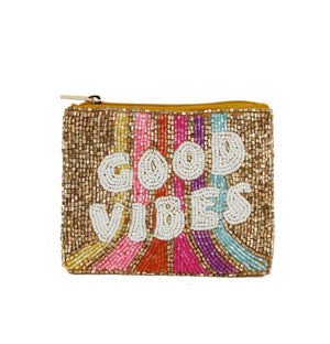 Good Vibes Beaded Coin Purse