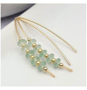 Green Aventurine and Gold Threader Earrings