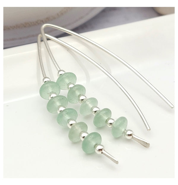 Green Aventurine and Sterling Silver Threader Earrings