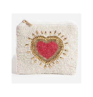 Heart Beaded Coin Purse