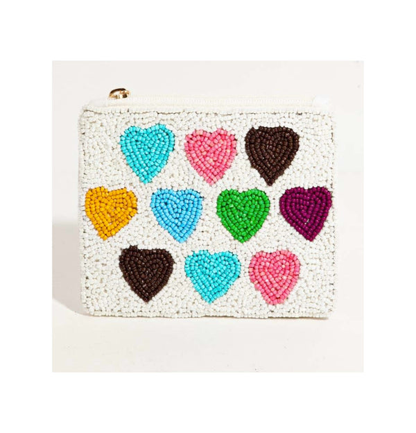 Multi Hearts Beaded Coin Purse