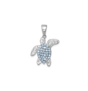 Pale Blue Crystal Sea Turtle Pendant