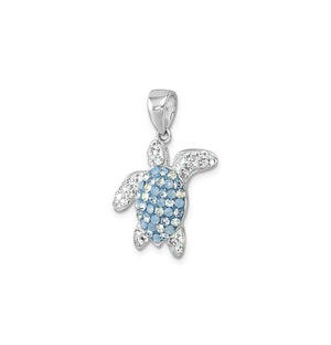 Pale Blue Crystal Sea Turtle Pendant