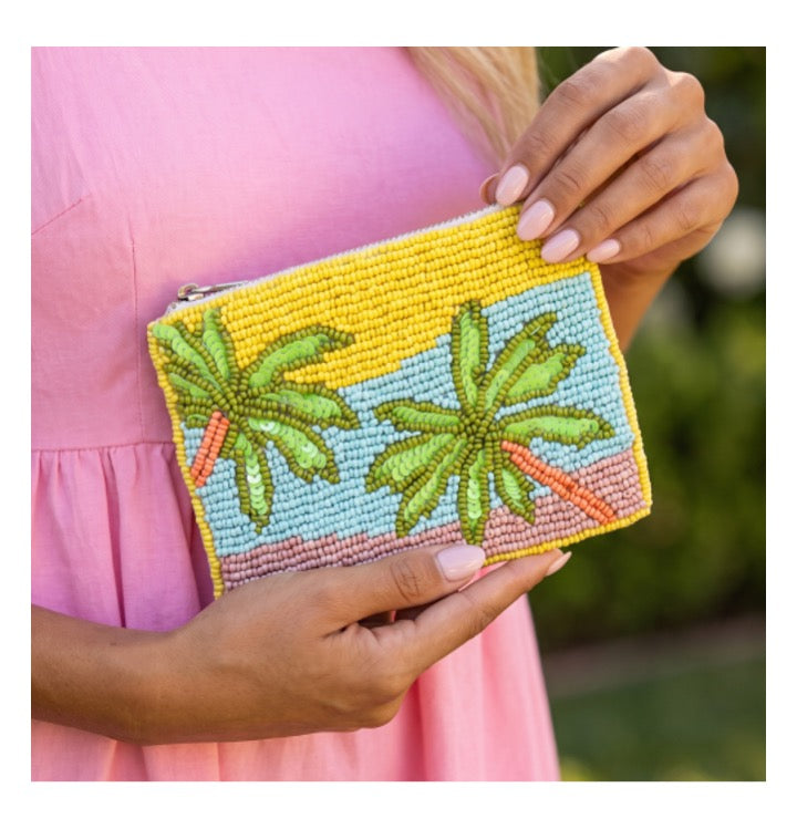 Palm Tree Beaded Coin Purse