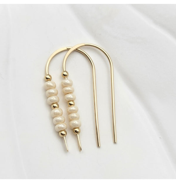 Pearl & Gold Threader Earrings