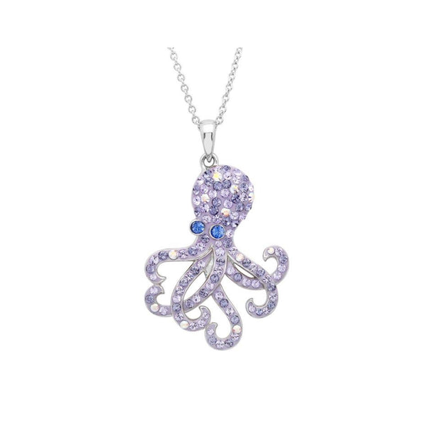 Sterling Silver Purple Octopus Necklace