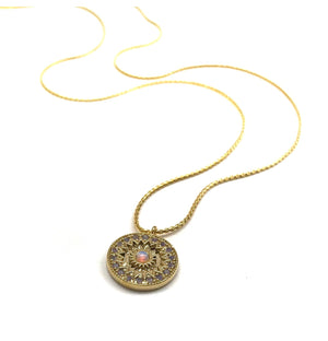 Round Opal Sunburst Necklace