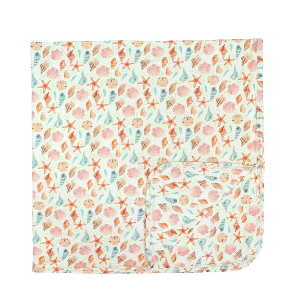 Sandy Seashells Luxury Bamboo Baby Blanket