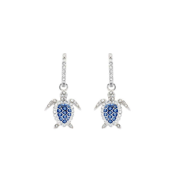 Sterling Silver Sapphire Blue Turtle Earrings