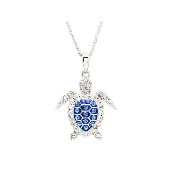 Sterling Silver Sapphire Blue Turtle Necklace