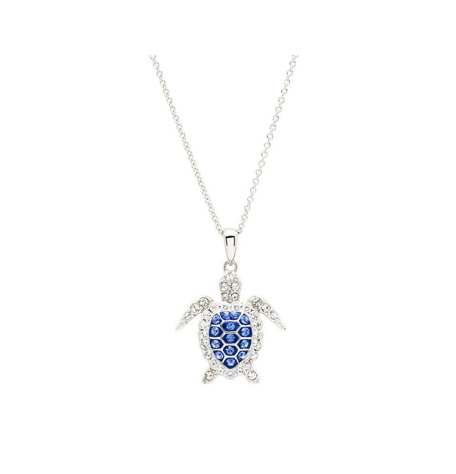 Sterling Silver Sapphire Blue Turtle Necklace