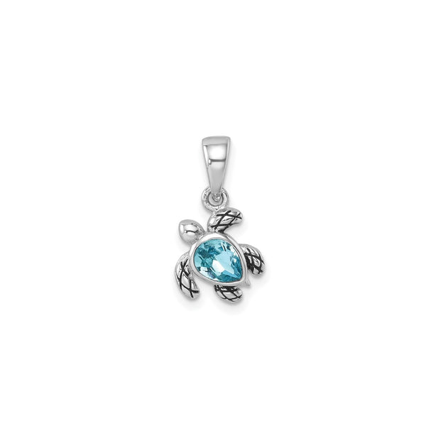 Small Blue Crystal Turtle Pendant