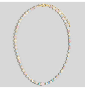Stone & Metallic Beaded Necklace - Multi