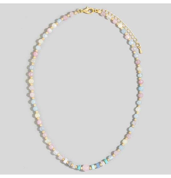 Stone & Metallic Beaded Necklace - Multi