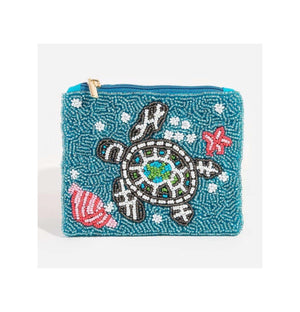 Turtle Beaded Coin Purse