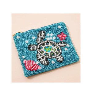 Turtle Beaded Coin Purse