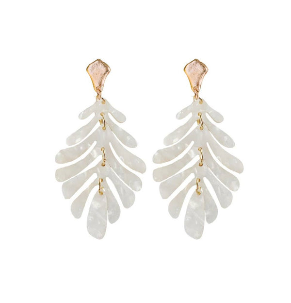 White Petite Palm Earrings