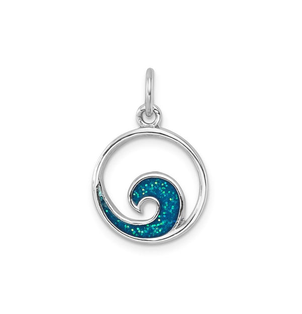 Sterling Silver Blue Wave Pendant