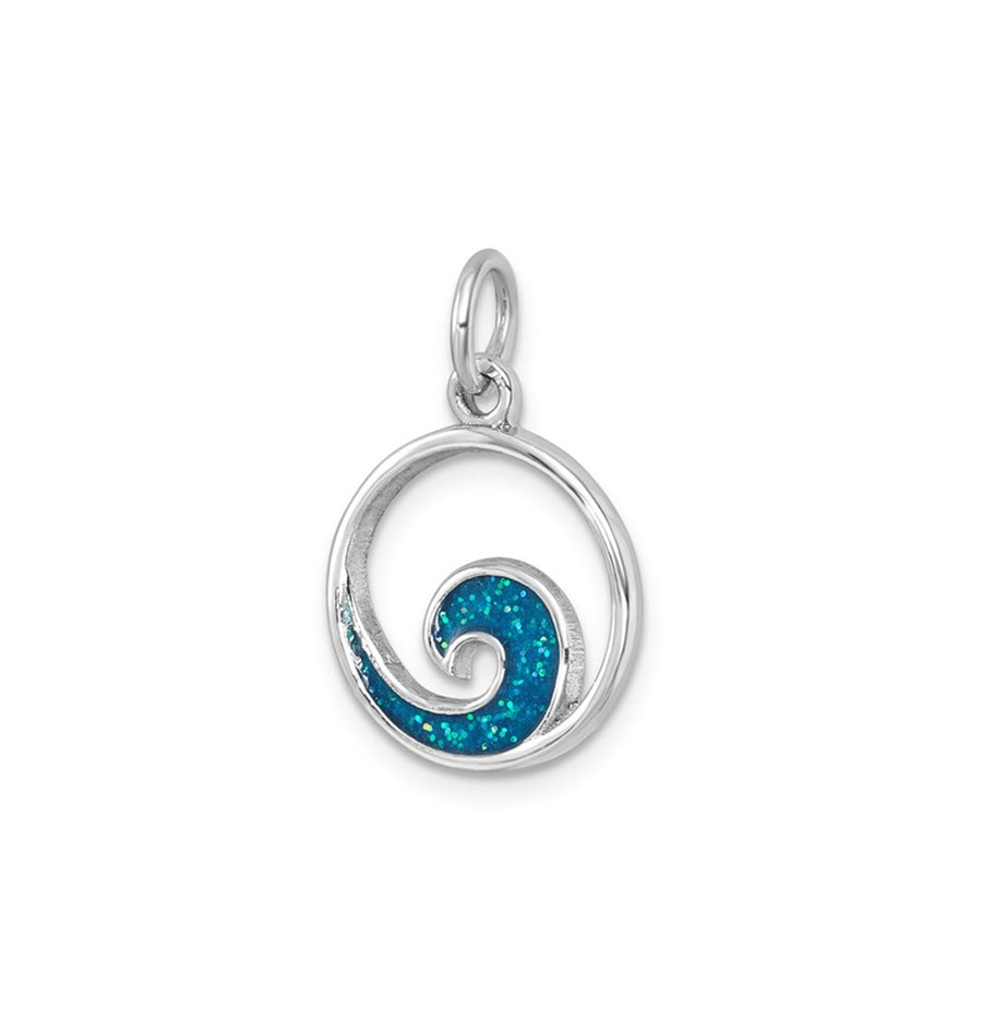 Sterling Silver Blue Wave Pendant