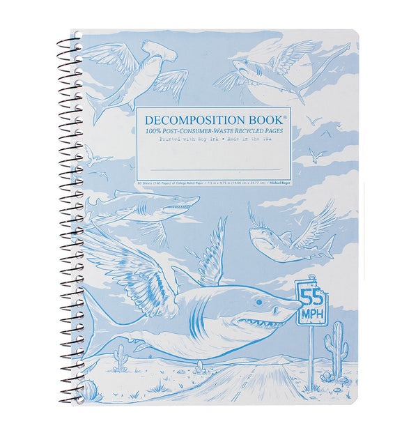 Flying Sharks Decomposition Spiral Notebook
