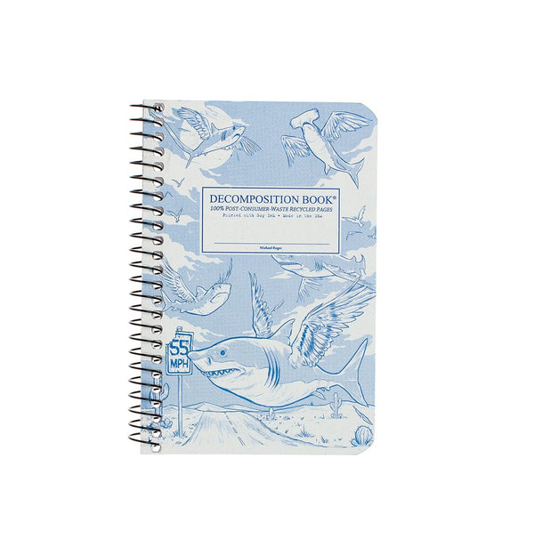 Flying Sharks Decomposition Spiral Notebook - Pocket Sized