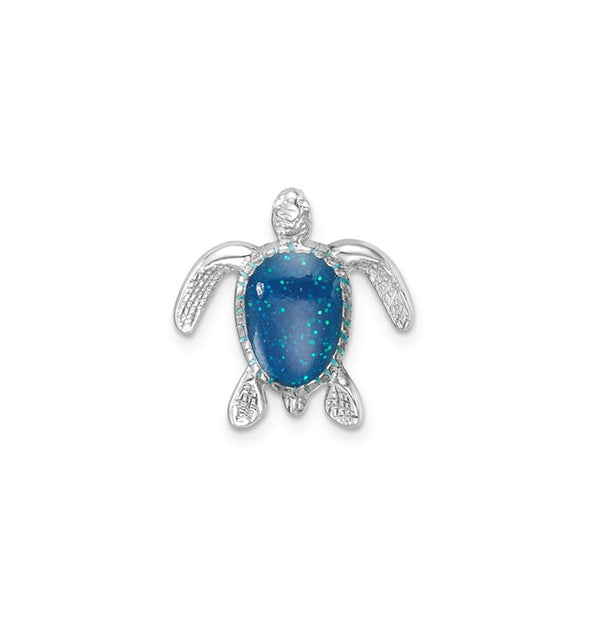 Blue Enamel Turtle Pendant