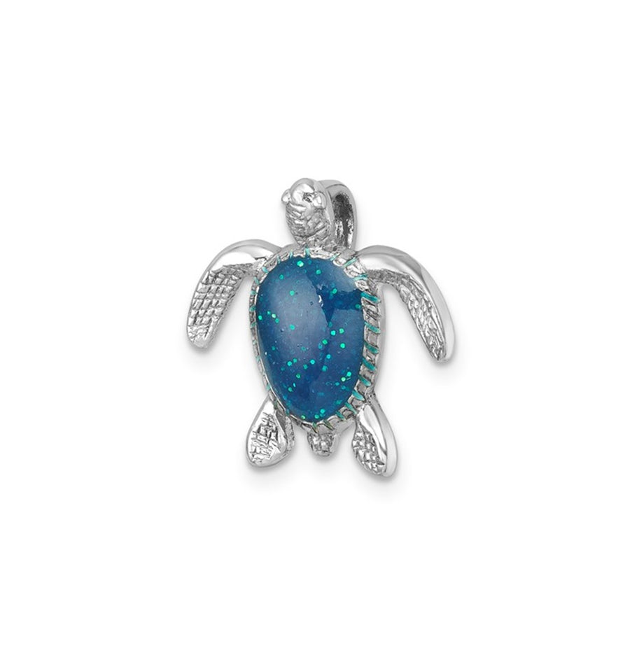 Blue Enamel Turtle Pendant