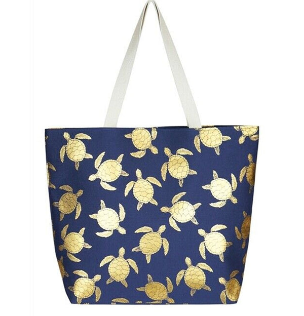 Turtle Tote Bag - Navy/Gold