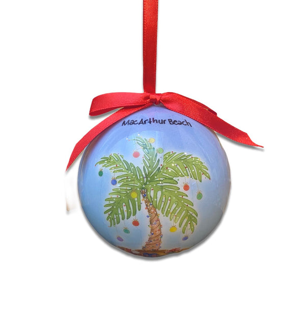 MacArthur Beach Palm Tree Ball Ornament